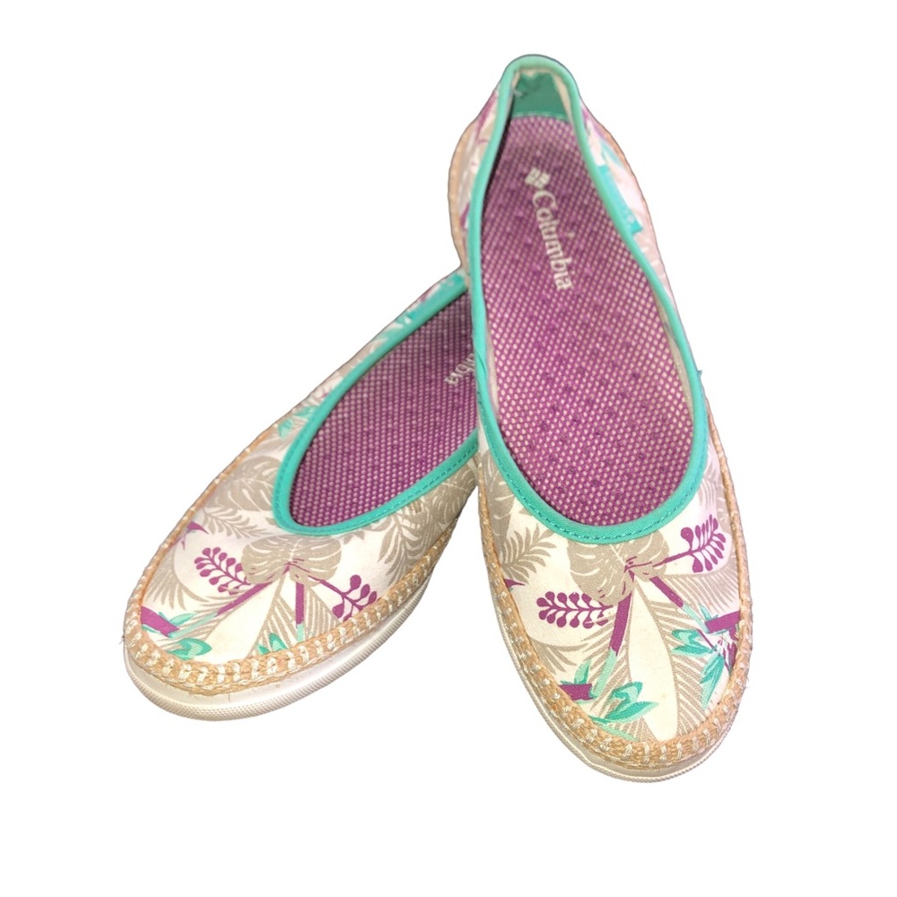 COLUMBIA Floral Espadrille Flat Tropical Shoes size 9